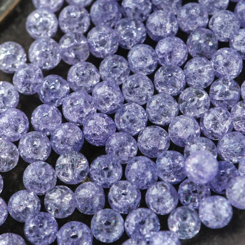 бусина, стекло "кракле", цвет сиреневый, 6 мм