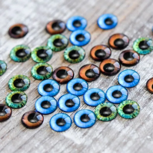 кабошон стеклянный "глаза", с принтом, 10х4 мм