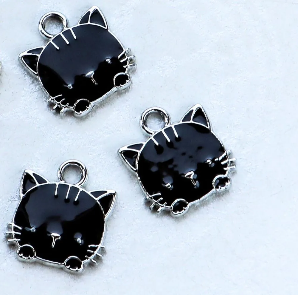 подвеска металлическая "hello kitty", эмаль, цвет черный, 15x13x3 мм