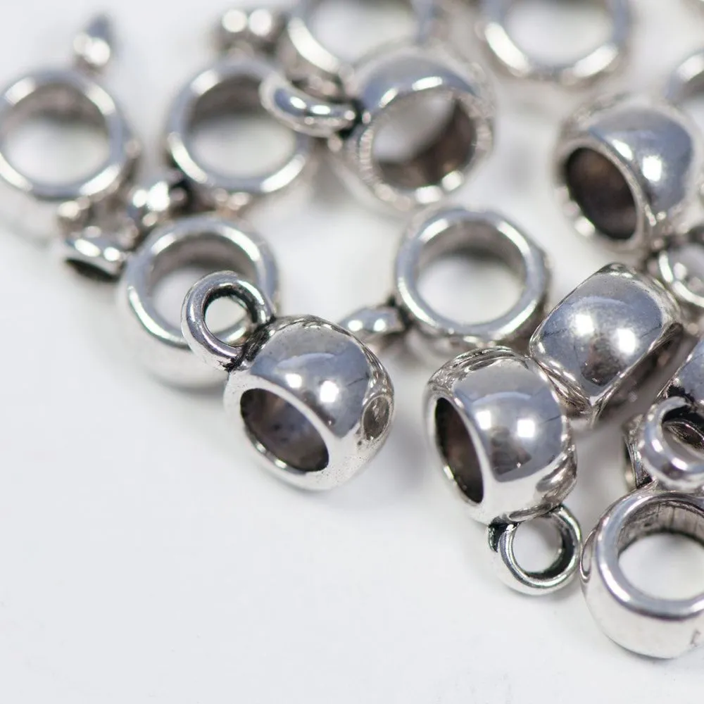 бейл "бочонок", цвет античное серебро, 9x6x4 мм