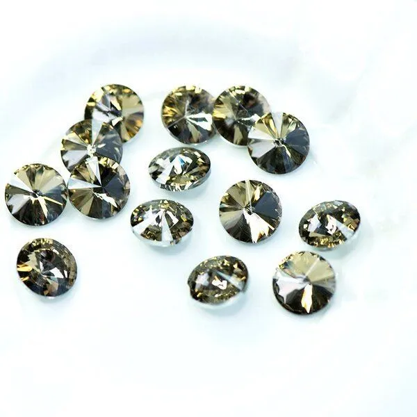 кабошон стекло риволи, цвет lt.col.topaz, 12 мм