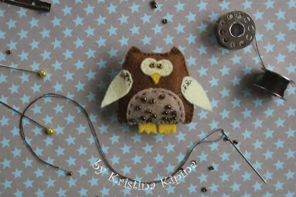 Брошь-сова из фетра