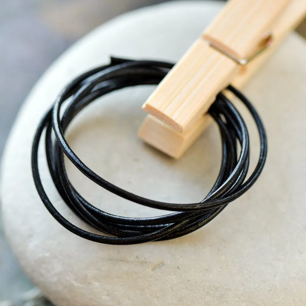 шнур кожаный, цвет черный, диаметр 1,7 мм 