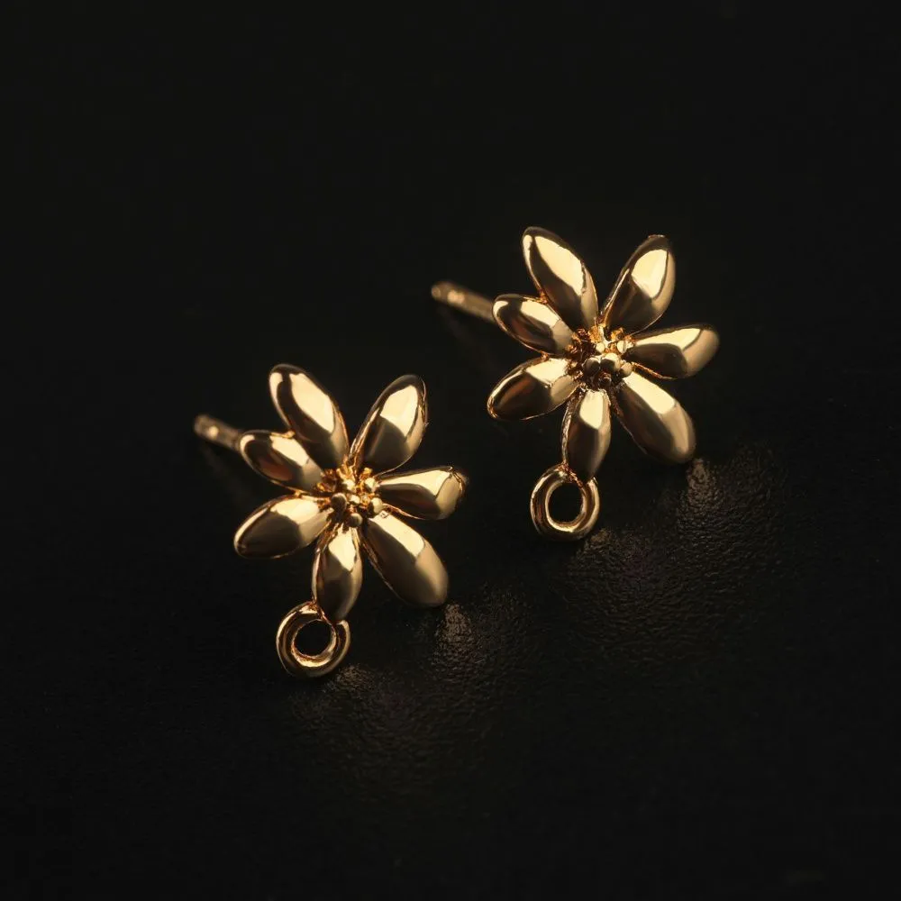 пуссеты "лилия", позолоченные, 11x9 мм