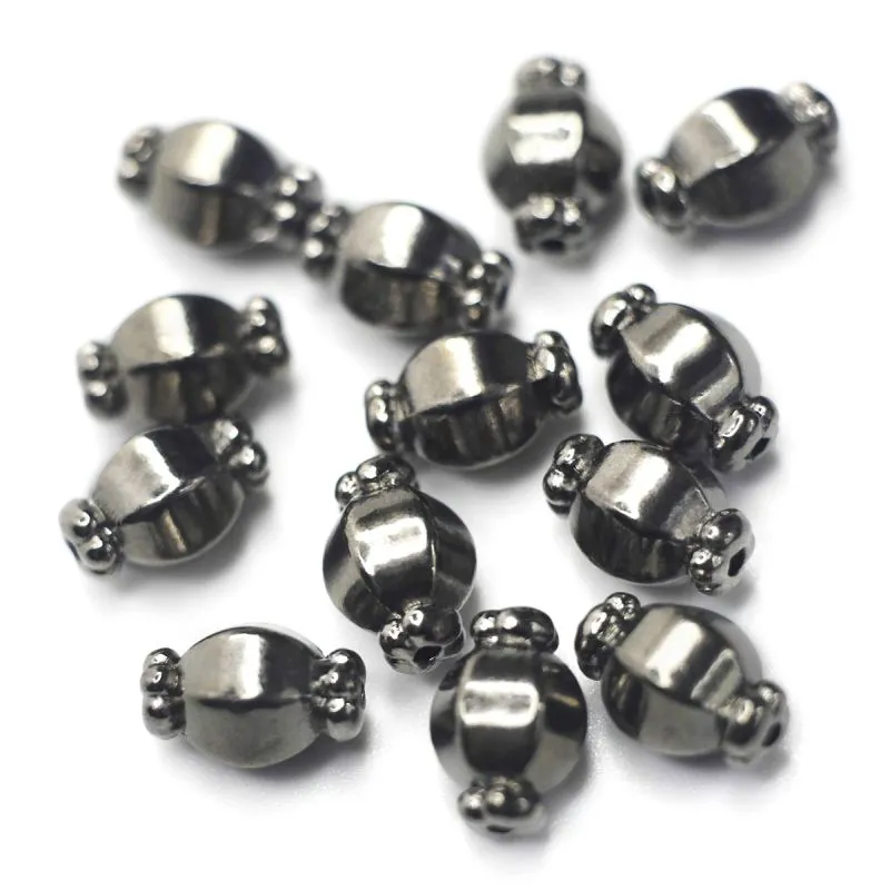 бусина, металл "бонбон", цвет черный, 10х7 мм