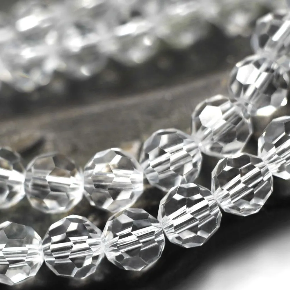 бусина, стекло 8, граненая, цвет прозрачный, 8 мм