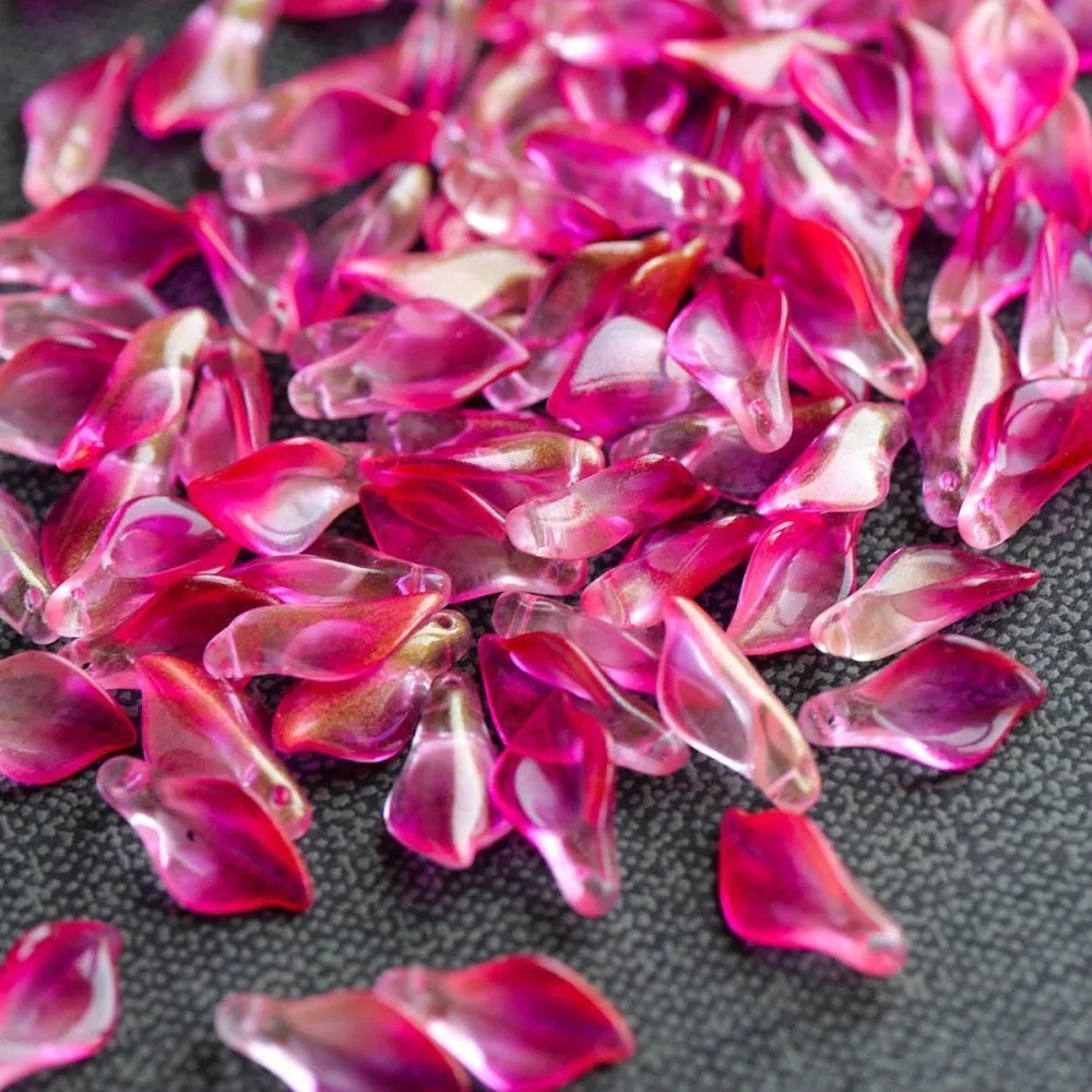 подвеска стеклянная "кала", цвет прозрачный/малиновый, 20x10.5x6 мм