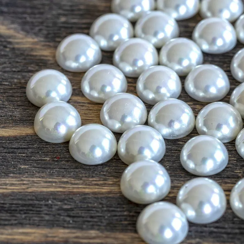 ракушечный жемчуг кабошон круглый, цвет белый, 8х4.5 мм