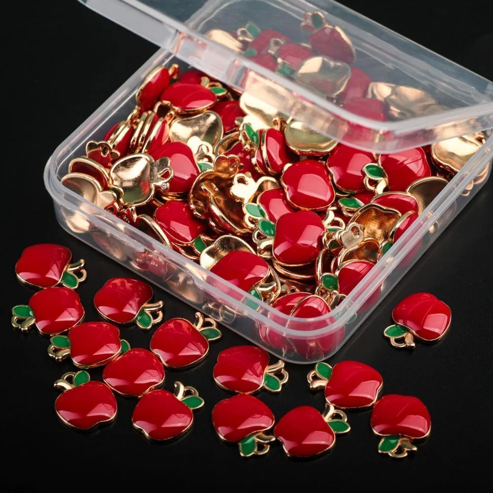 подвеска металл "яблочко", эмаль, цвет красный, 15x12x3 мм