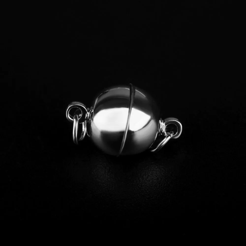 застежка магнитная "шарик", с колечками,  покрытие платина, 15.5x10 мм