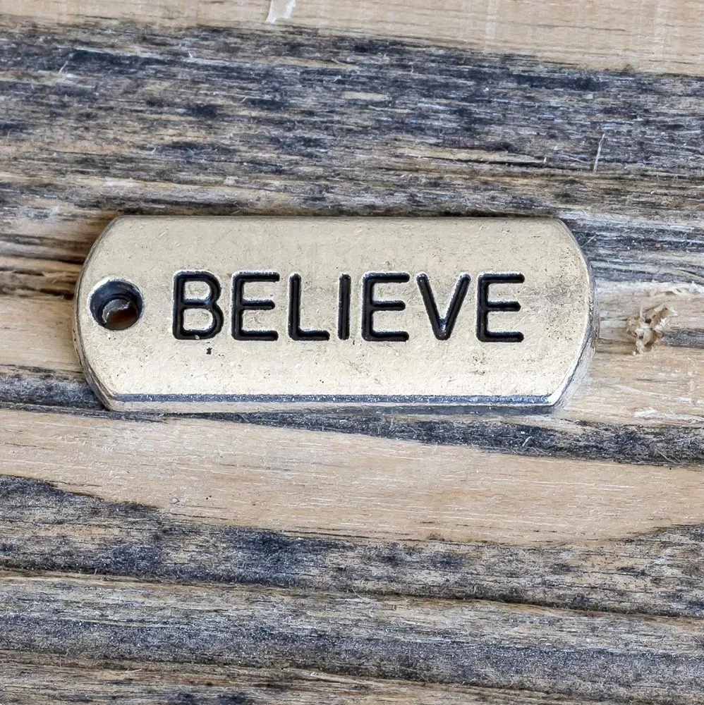 подвеска металлическая "бланк-believe", цвет античное серебро, 21x8x2 мм