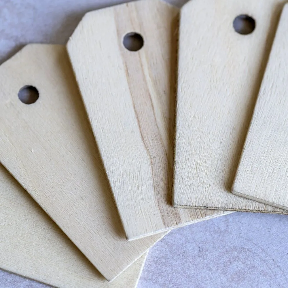 подвеска-бирка деревянная "бланк", цвет отбеленный, 56x31x2 мм
