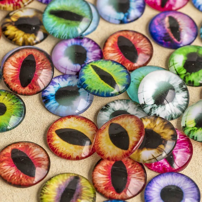 кабошон стеклянный "глазки", с принтом, 20х6 мм