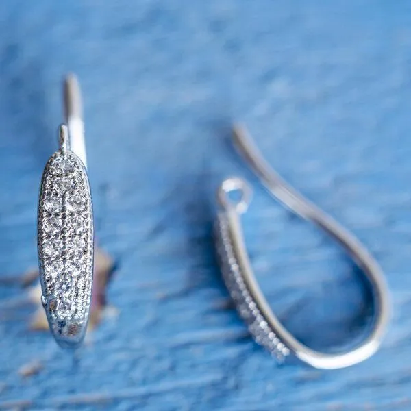 швензы "ванда", с цирконием, цвет платина, 15x9x3 мм 