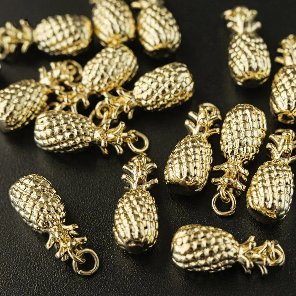 подвеска металл "ананас", позолота, 21x8x8 мм