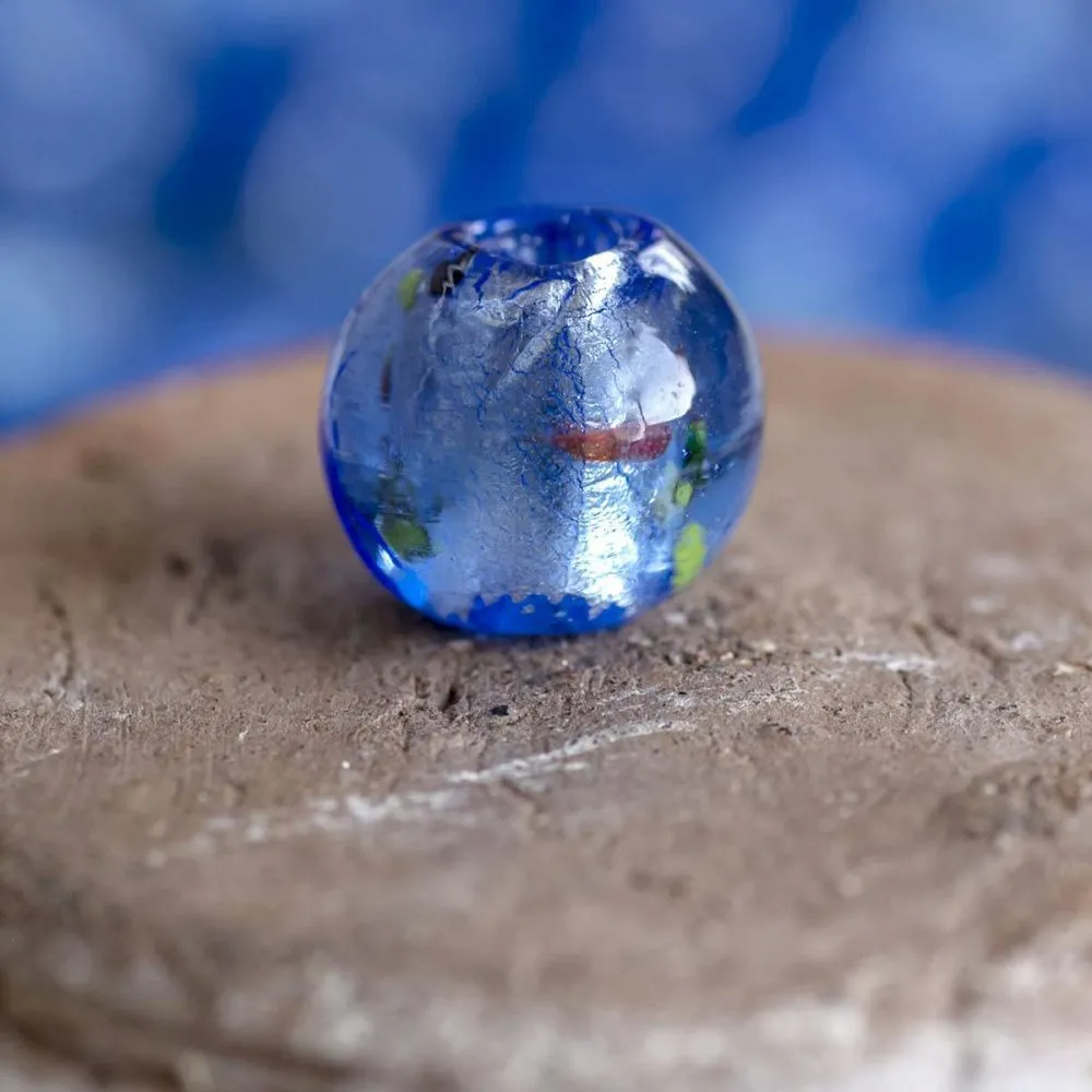 бусина, стекло с фольгой,  цвет лавандовый, 12 мм