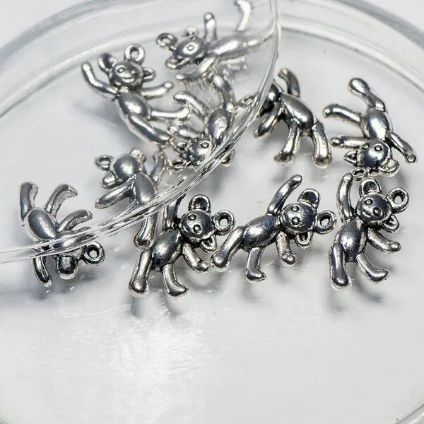 подвеска металлическая "мишутка", цвет античное серебро, 19x11x4.5 мм