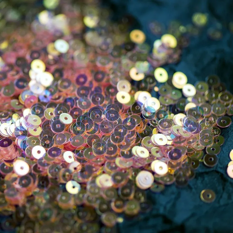 пайетки плоские, розовый яркий радужный глиттер, 4 мм