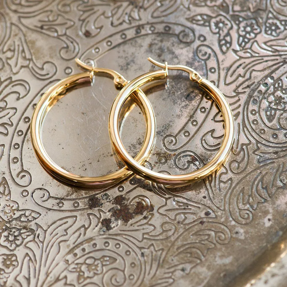 швензы "раунд", сталь гипоаллергенная, цвет золото, 36x3 мм