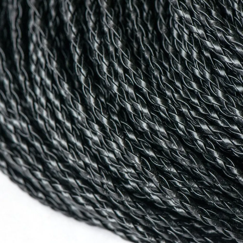 шнур, имитация кожи, плетеный, цвет черный, 3 мм