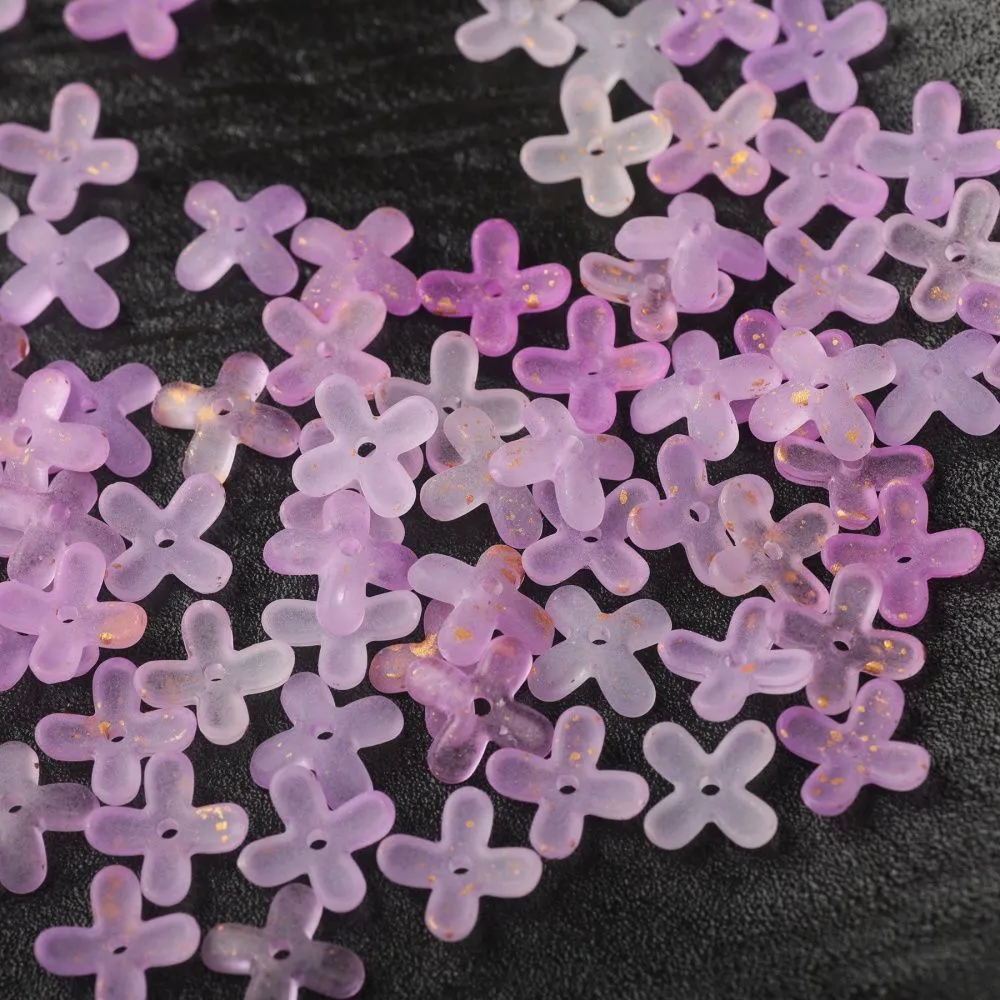 бусина, акрил "клематис", матовая, цвет фиолетовый, 11.5x11.5x3 мм