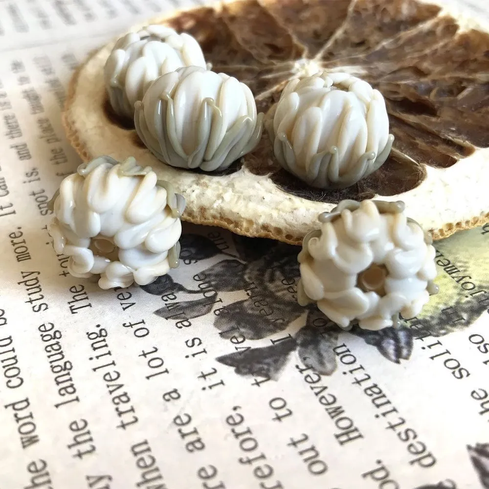 бусина, мурано "клевер", айвори, 22х15 мм