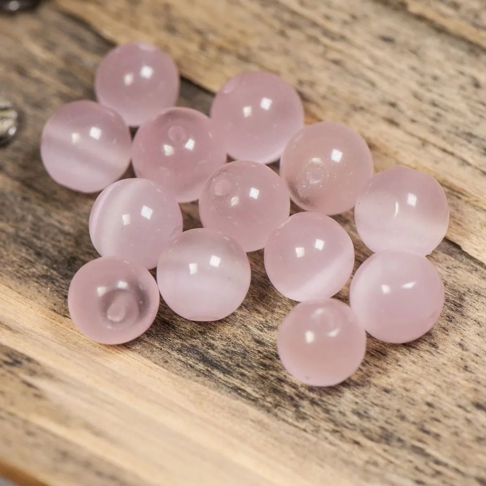 бусина "кошачий глаз", стекло, цвет розовый, 10 мм