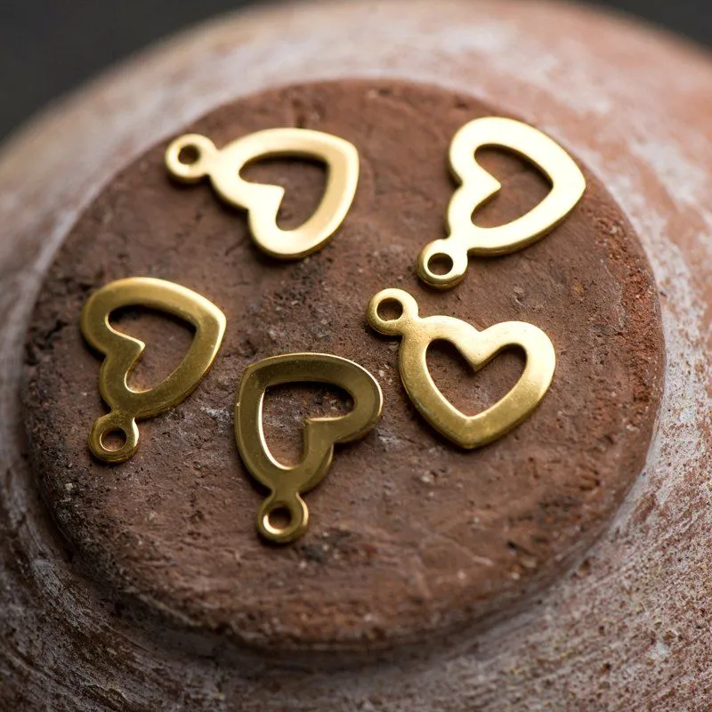 подвеска стальная, сердечко, цвет золото, 10.5x14x1 мм