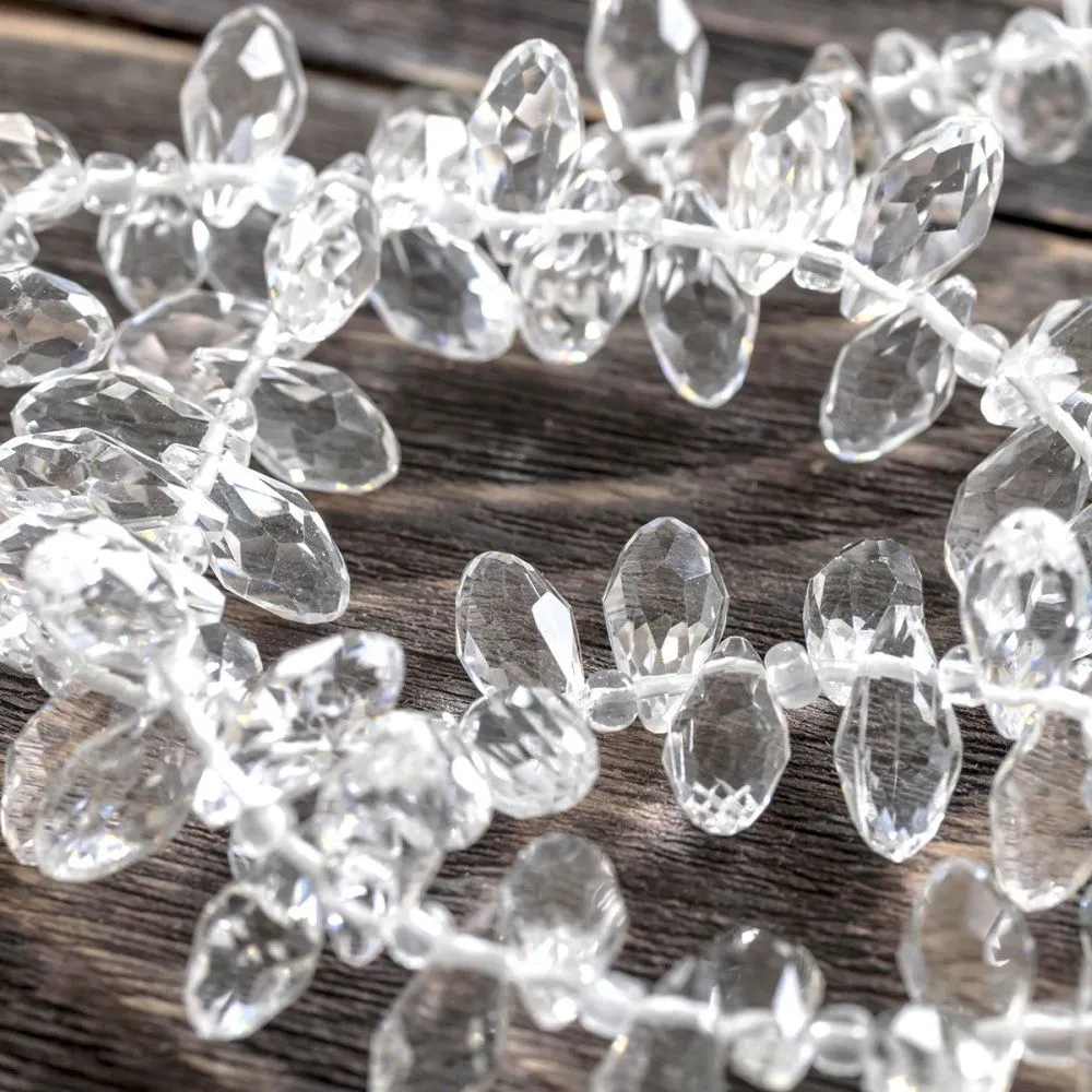 бусина "капля", граненая, стекло, цвет прозрачный, 12х6 мм