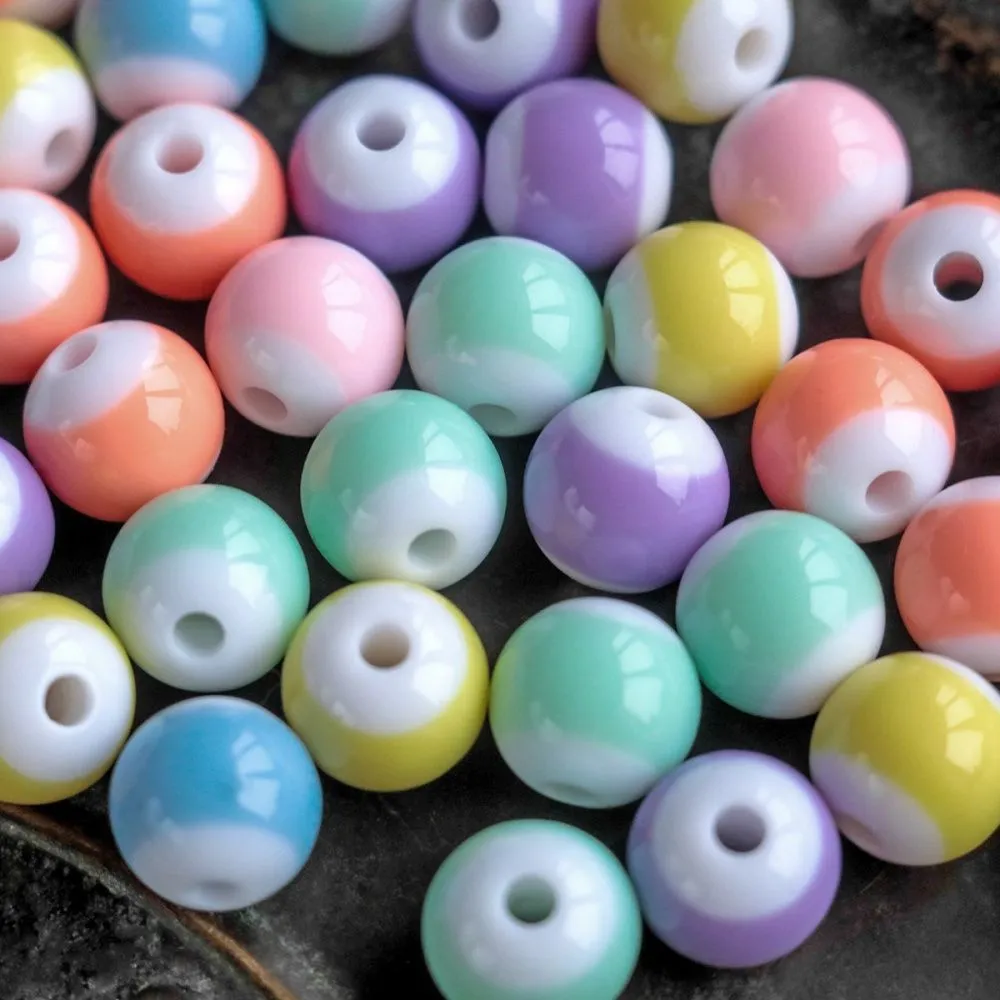 бусина, акрил "полу-пастель", цветовой микс, 12 мм