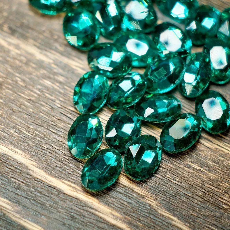 кабошон стекло кристалл, овальный, цвет blue zircon, 14х10 мм