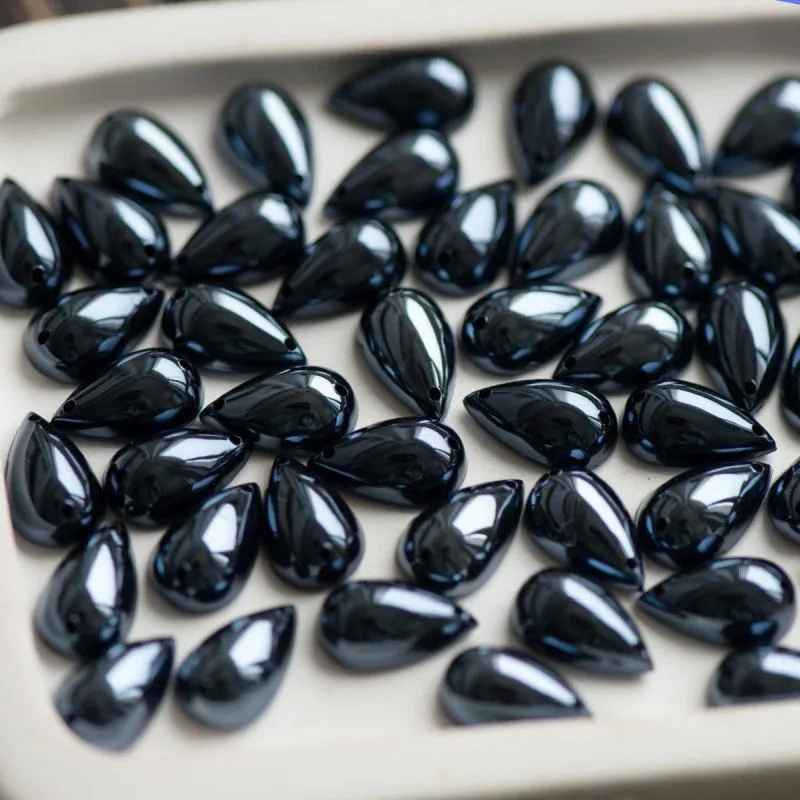 стразы пришивные "капля", акрил, цвет гематитовый синий, 15х9х6 мм