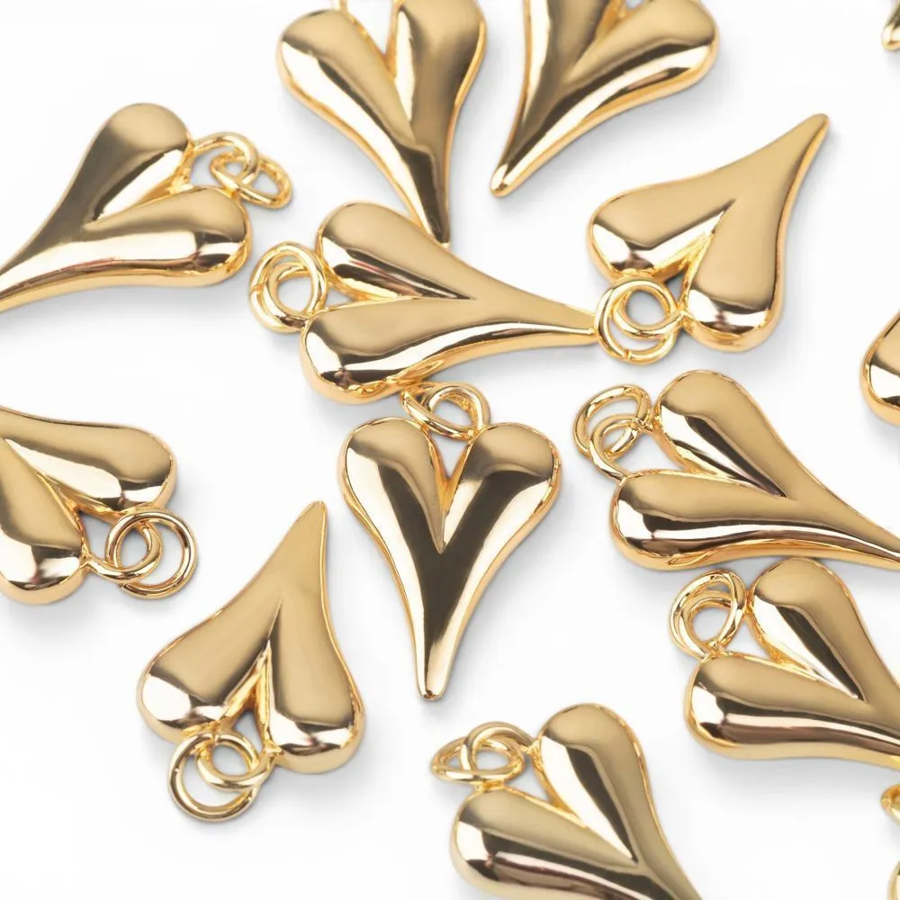 подвеска металл "сердце", позолота, 19.5x13x4 мм