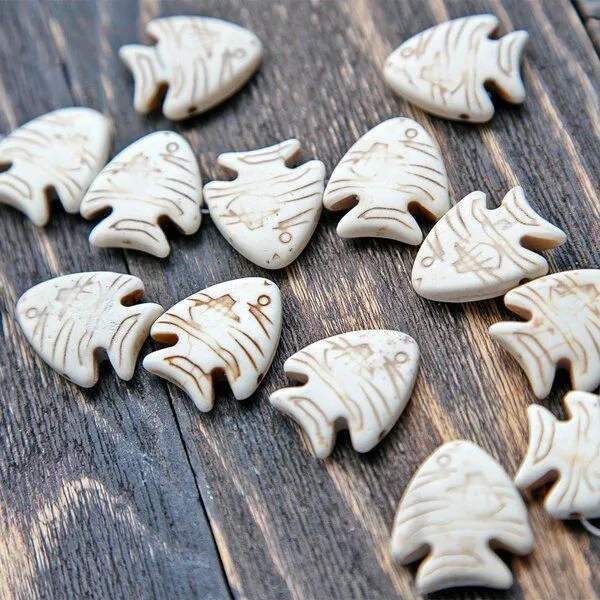 бусина говлит синтетический "скалярия", цвет бежевый, 26x22.5x5.5 мм