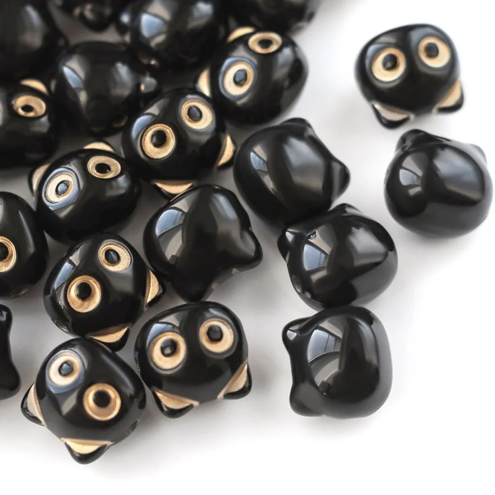 бусина, акрил "котик-антик", цвет чёрный, 12.5x13x11 мм