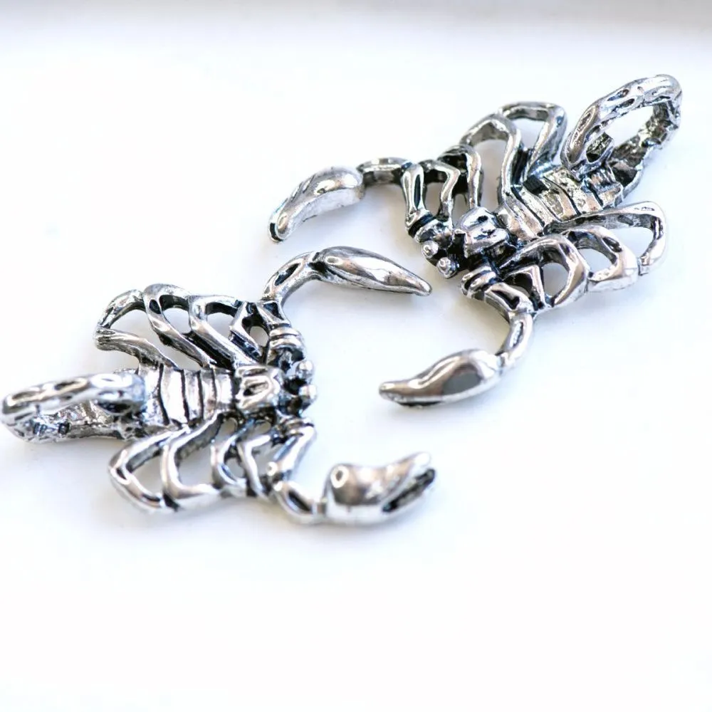 подвеска металлическая "скорпион", цвет античное серебро, 39x28x10 мм