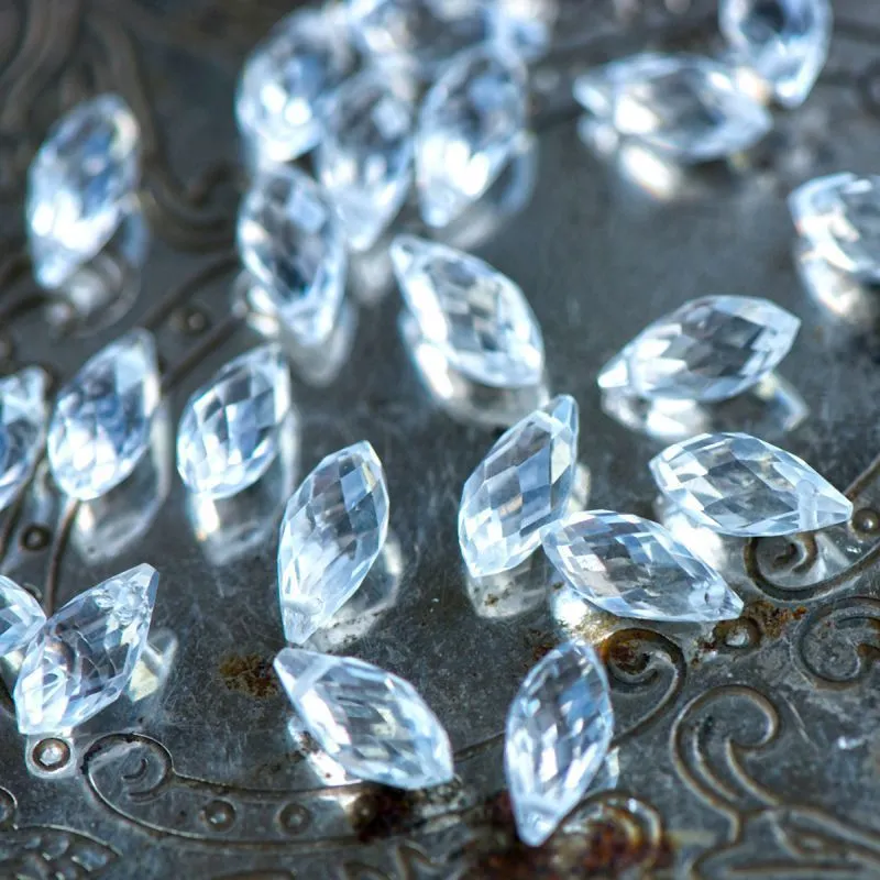 бусина "капля", граненая, стекло, цвет прозрачный, 12х6 мм