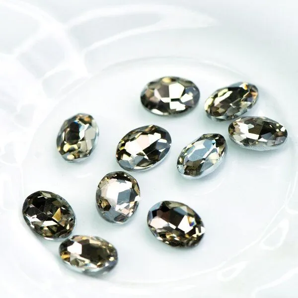 кабошон стекло кристалл, овальный, цвет lt.col.topaz, 14х10 мм