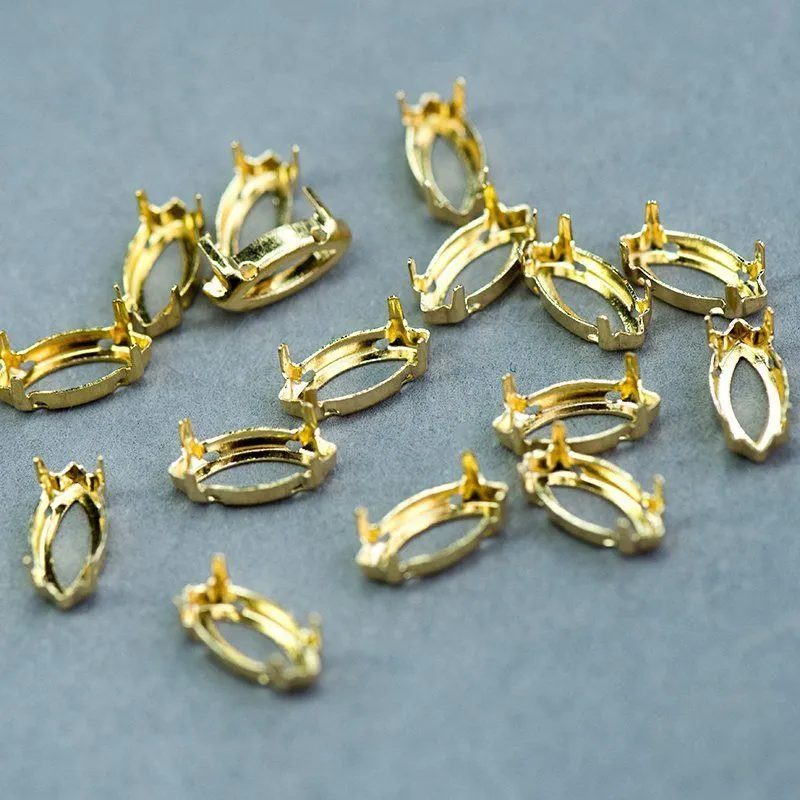 цапы для стразов navette, открытые, золото, 12х6 мм