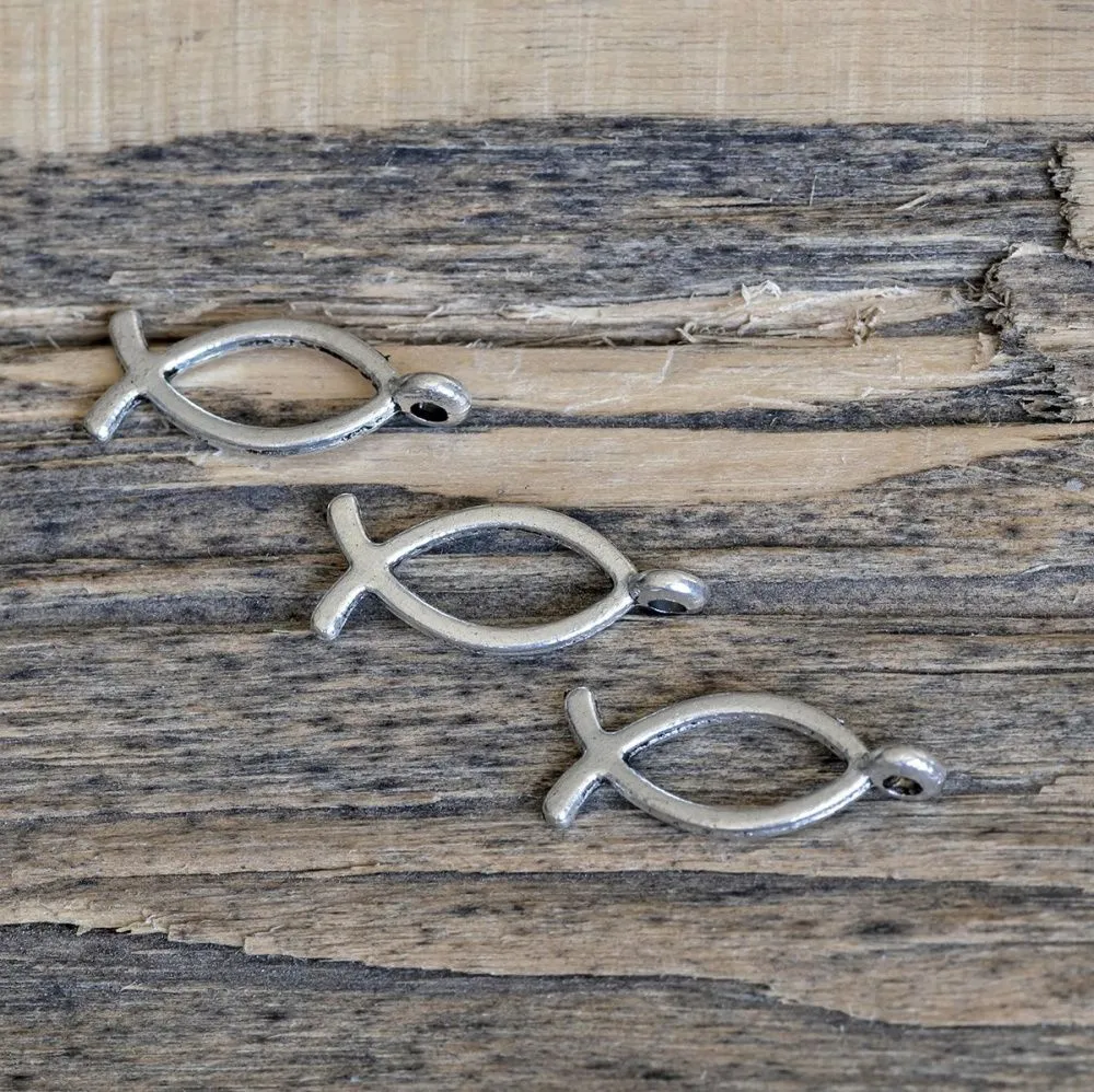 подвеска металлическая "рыба", цвет античное серебро, 20x8х2 мм