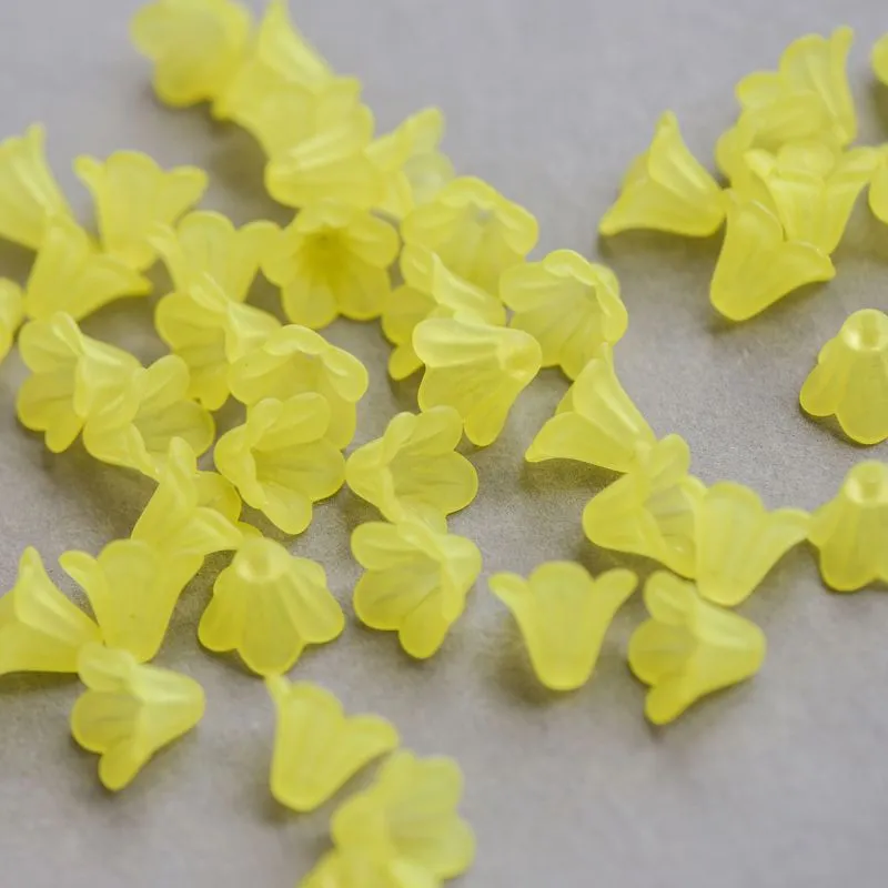 бусина, акрил "колокольчик", матовая, цвет желтый, 14x10 мм