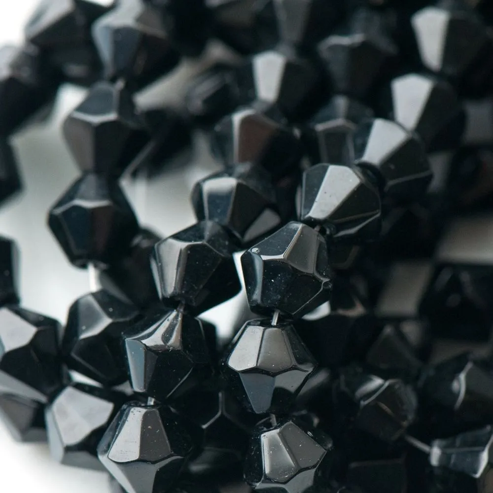 бусина, стекло биконус 6, цвет черный, 6 мм