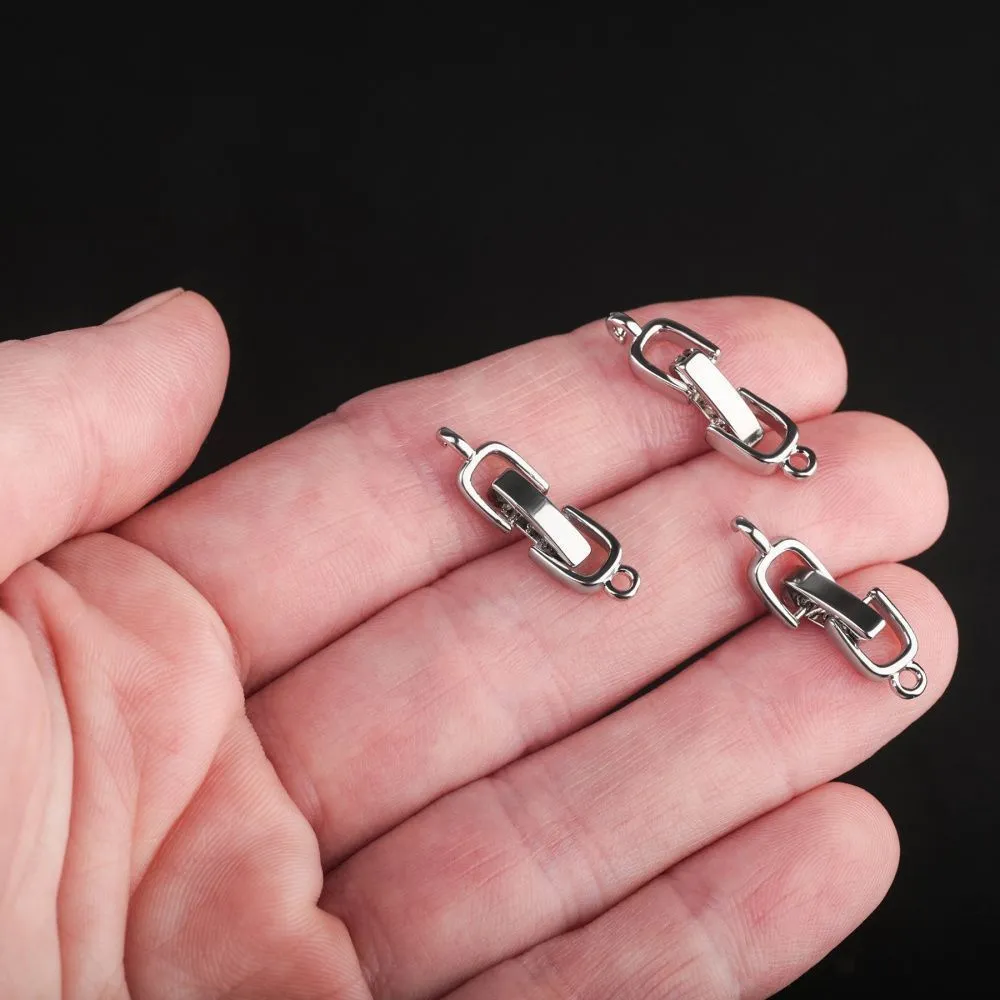 замок для украшений "стремя", покрытие платина, 22x6x4 мм