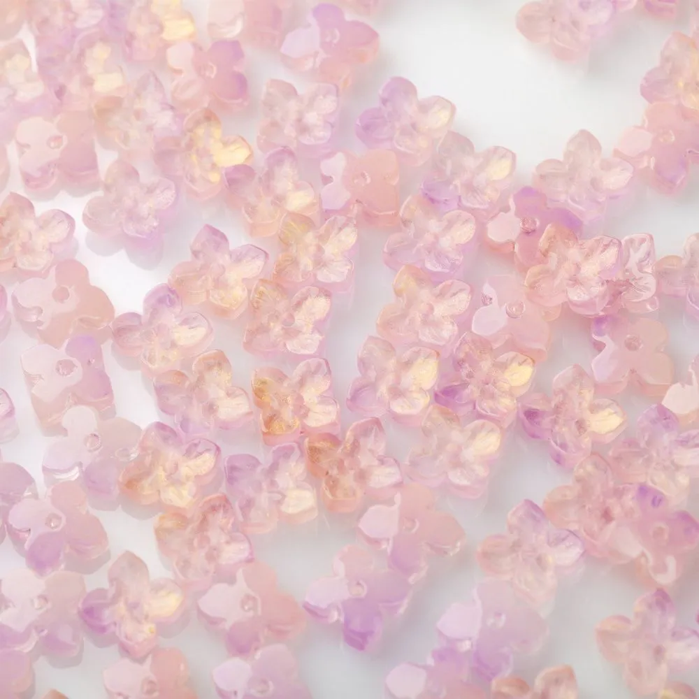 бусина "вероника", стекло, цвет розовый, 10x10x3.5 мм