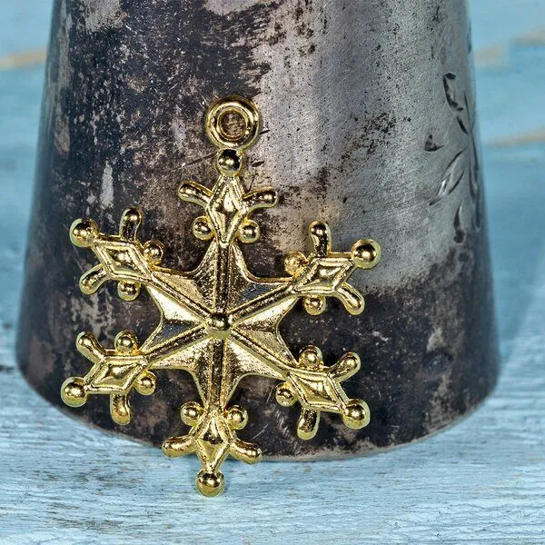 подвеска металлическая "снежинка морозная", цвет золото, 29x22x3 мм