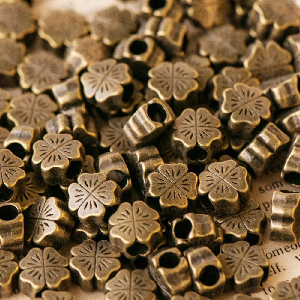 ес бусина металл "ирландский клевер", цвет античная бронза, 10х10х4 мм