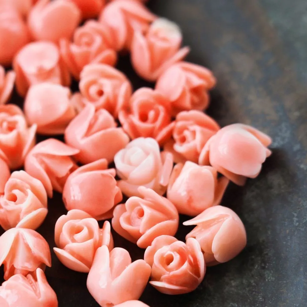 бусина им. коралла "роза", цвет лососевый, 7х7 мм