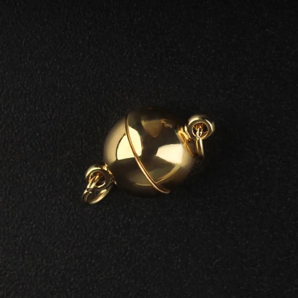 застежка магнитная "шарик", с колечками,  позолота, 15.5x10 мм