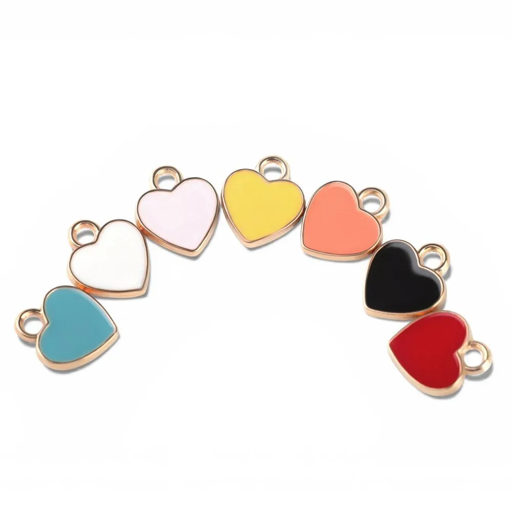 подвеска металл "сердечко", эмаль, цвет красный, 12x10x2 мм