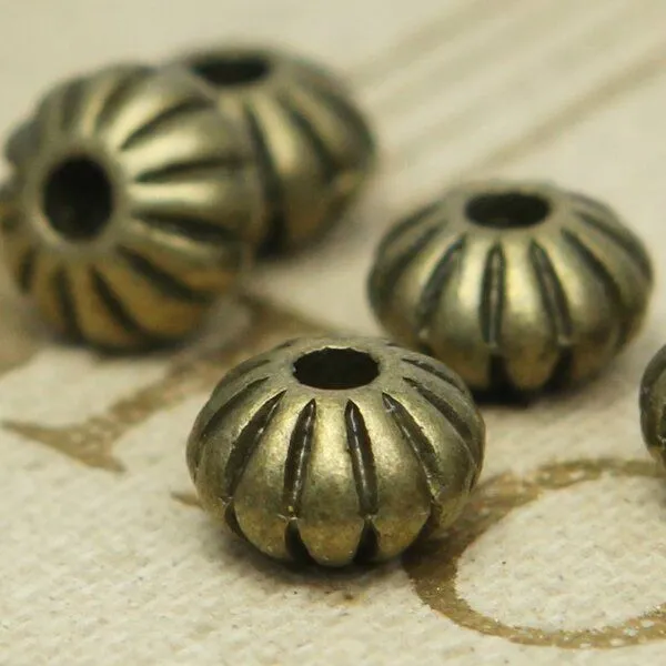 бусина, металл "раффл", цвет античная бронза, 8х5 мм